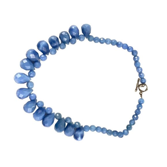 Dyed Agate Blue Faceted Bead Necklace With Toggle Clasp For Women - Picture 6 of 11